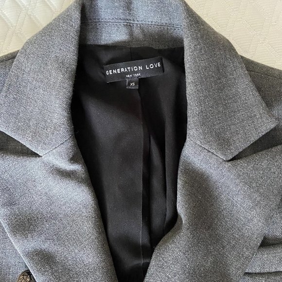 Generation Love Enzo Blazer with Leather Arms and Grey Wool Body. Sz XS EUC - Picture 3 of 16